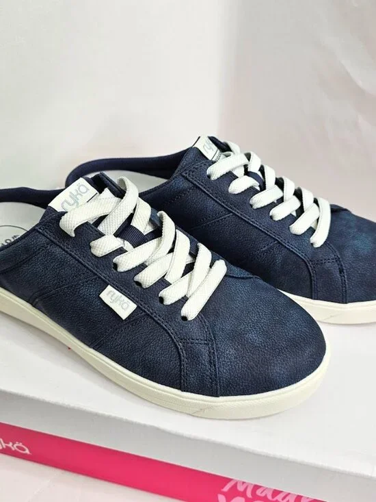 NEW RYKA Fixed Lace Sneaker Mules VIV Classic Mule Women's size 10W ACADEMY BLUE - Picture 4 of 8